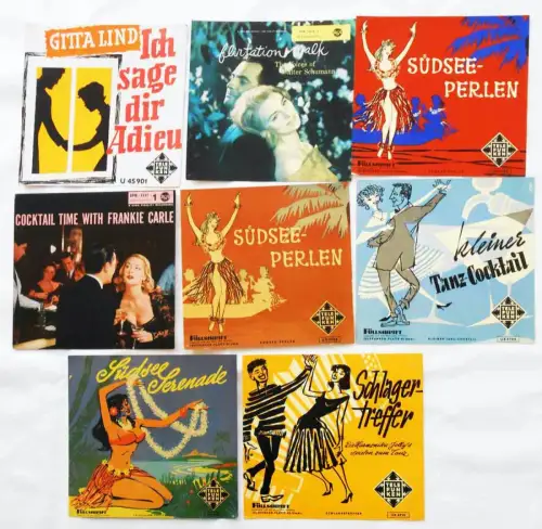 8 x Schallplattenwerbung Telefunken / RCA (Pappschilder) 1950er Jahre