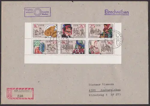 DDR Sorbische Volksbräuche Zdr. mir DV 2716/11 auf R-Brief Aschersleben Zampern Johannisreiter