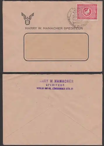 SBZ 232 24 Pf. Volkssolidarität 2. Bundestag Absender in West-Berlin NW 40 25.10.49 Friedenstaube