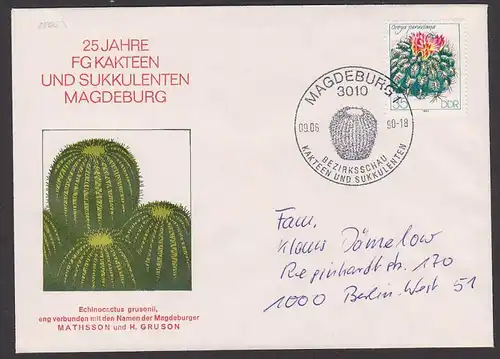 kakteen sukulenten oroya peruviane 35 Pf. DDR-Sondermarke 2808 auf Auslandsbrief