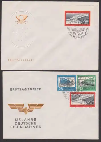 Eisenbahn railway 125 Jahre Deutsche Eisenbahnen Bahnhof Sassnitz, Eisenbahnfähre  FDC  DDR 1960