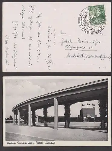 Breslau Wroclaw Hermann Göring-Stadion Ehrenhof Fotokarte, SSt. Deutsches Turn- und Sportfest 1938