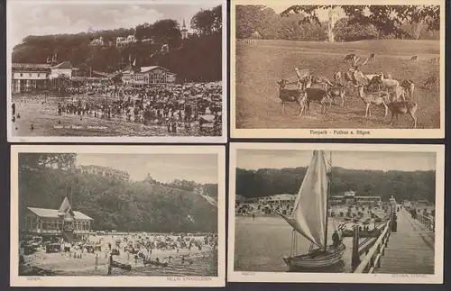 Putbus Rügen, Göhren Sellin Strandleben, Binz Ostsee-Hotel Grand Restaurant 4 Karten von 1928