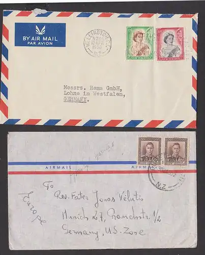 Wellington new zealand  2 covers, letters  to Germany U.S. Zone Alemania