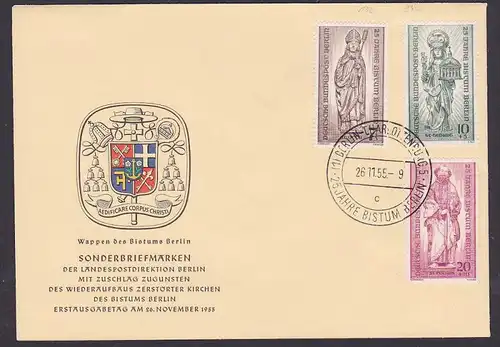 Bistum Otto von Bamberg, Hl. Petrus Apostel, Berlin-West 132/4 FDC, SoSt. Berlin Charlottenburg 25 Jahre Bistum Berlin