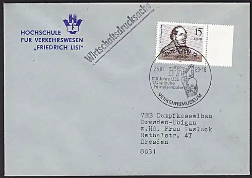 Friedrich List Verkehrswissenschaftler, Hochschule für Verkehrswesen DDR 1. Deutsche Eisenbahn Verkehrsmuseum Dresden