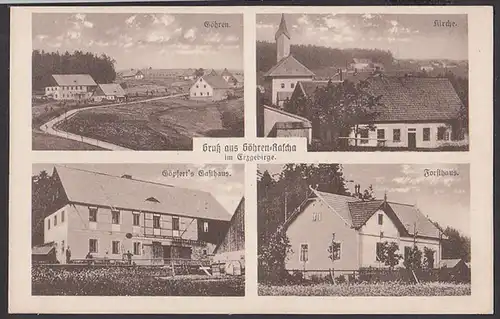 Göhren-Rascha Erzgebirge Rochlitz Gruss aus..  mit Kirche, Göpfert&acute;s Gasthof , Forsthaus