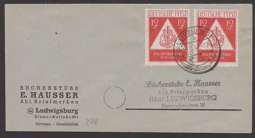 Leipzig W31, SBZ 228(2) Fernbrief "Tag der Briefmarke" Weltkugel Institut Philatlie Ludwigsburg