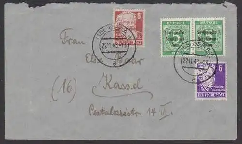 Gerhart Hauptmann , Karl Marx Kopfe I, 5 Spf(2) Ziffern mit SBZ-Aufdruck Fernbrief GERA Kassel portogenau