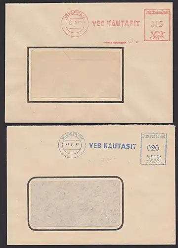 DRESDEN A17 VEB Kautasit1957 Dienstpost AFS in blau, 1962 normal in rot