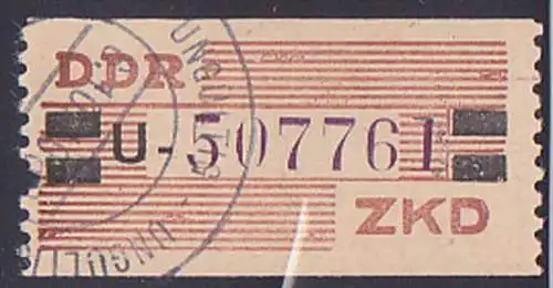 DDR -ZKD 20 Pf Wertstreifen B29U Nachdruck mit "ungültig-Stempel" Nr. 507761, links Zahnfehler