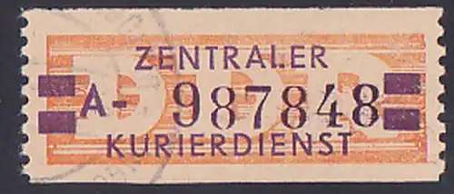 DDR -ZKD 20 Pf Wertstreifen B23A Nachdruck mit "ungültig-St." Nr. 987848, jede Marke mit der Nr. ein Unikat