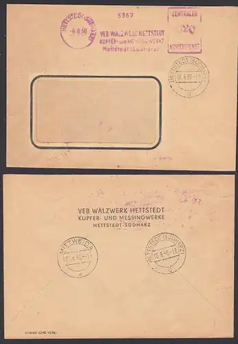 Hettstedt (Südharz)  ZKD-Brief AFS =020=, VEB Walzwerk mit Numerator 5357,  8.8.1958