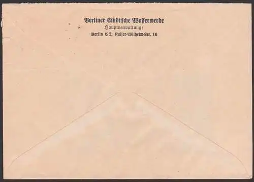 BERLIN NW7 8 Pf. Hindenburg Ganzsache MWSt. "Dein Dank, Dein Opfer Deutsche Rote Kreuz" Städtische Wasserwerke