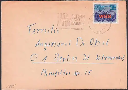 Varna 1973 Welgewerkschaftskongress, 35 Pf DDR 1885, MWSt. "Eltern achtet darauf "Abb. Streichholz, Staatl. Versicherung