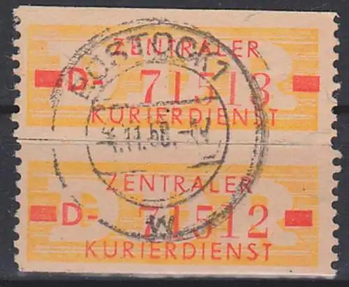 Zentraler Kurierdienst B 18ID (2) ZKD-Streifen gest. Rostock 4.11.58, hoher Katalogwert