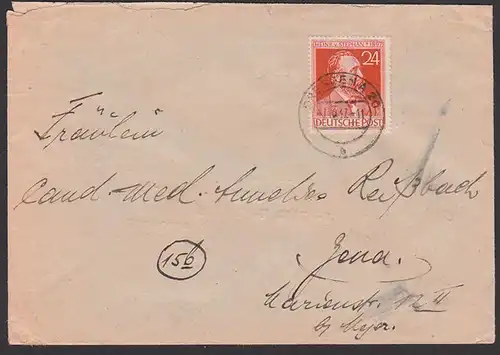 Heinrich von Stephan Weltpostverein 24 Pf aus Dresden, auf "gedrehten Brief" - Papiernot, Doppelverwendung