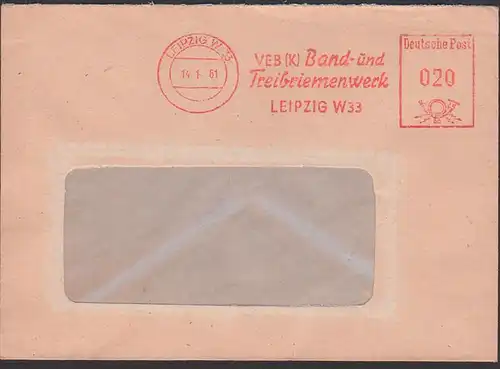 AFS =DP 020= 14.1.61 LEIPZIG W33, VEB(K) Band- und Treibriemenwerk