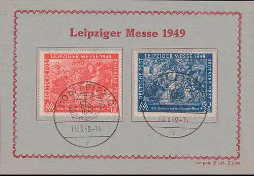 Gedenkblatt Karton, Leipziger Messe Frühjahrsmesse MM 1949, SoSt., Dv. M 145 - Z 4780, Italiener auf der Messe