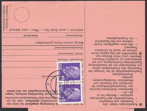 Postanweisung komplett, Walter Ulbricht 40 Pf(3) DDR 936, PA nicht eingelöst, 28.9.90, selt. Verwendungsnachweis