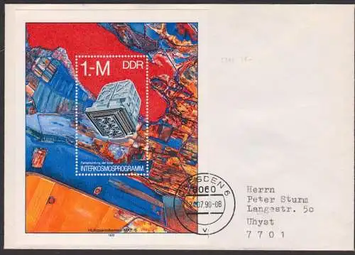 Interkosmos-Programm Multispektralkamera MKF-6, DDR 2313 Block 52, portogenau Doppelbrief