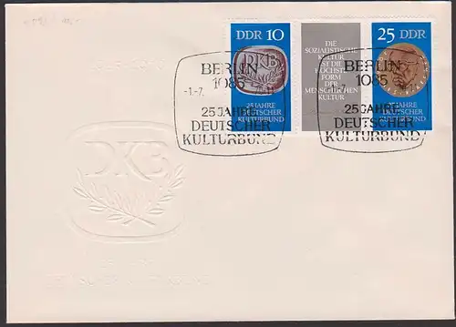 DDR FDC 1592/93 Deutscher Kulturbund Zdr. Johannes R. Becher die soz. Kultur ist die höchste Form menschlicher Kultur