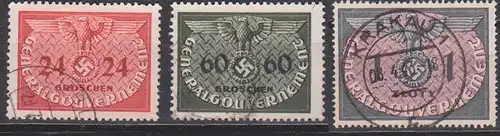 Genralgouvernement Deutsches Reich Dienstmarken gest. D6, 11,13