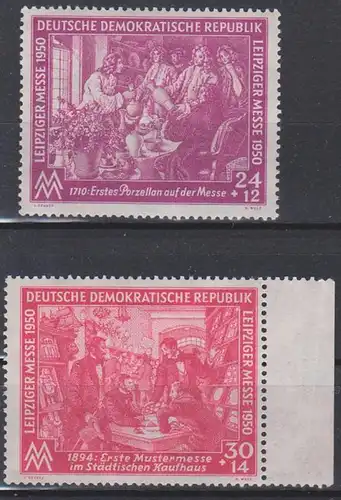 Leipziger Messe 1950 DDR 248/49 postfrisch, August der Starke präsentiert Böttger-Steinzeug