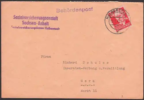 SBZ Köpfe I, Behördenpost 19.7.49, Ernst Thälmann Sozialversicherungsanstalt