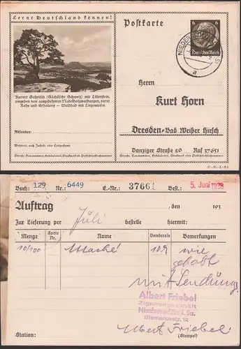 Deutsches Reich C-Ganzsache Kurort Gohrisch (Sächsische Schweiz) "Lernt Deutschland kennen" Lilienstein 1938