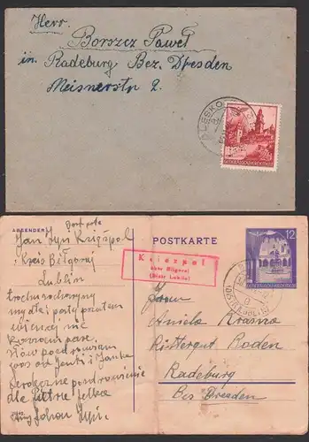 Olesko Ukraine  Generalgouvernement 1942, Karte - gebrochen - 12 Gr. GA Kriezpel über Bilgoraj District Lublin,