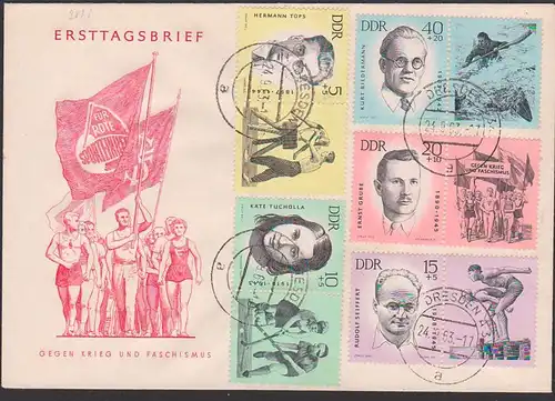 antifaschistische Sportler Rudolf Seiffert, Kurt Biederman FDC DDR 983/97 mit Zdr. auf einem Umschlag, Gegen Krieg