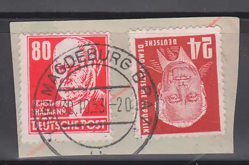 Ernst Thälmann 80 Pf rot DDR 340 (17,-) Germany Briefstück, Arbeiterklasse, Politiker