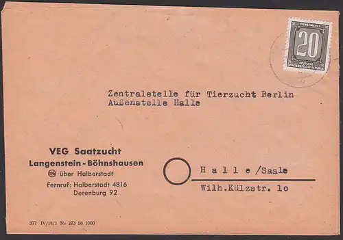 DDR ZKD B3 Langenstein-Böhnshausen üb. Halberstadt VEG Saatzucht 1956