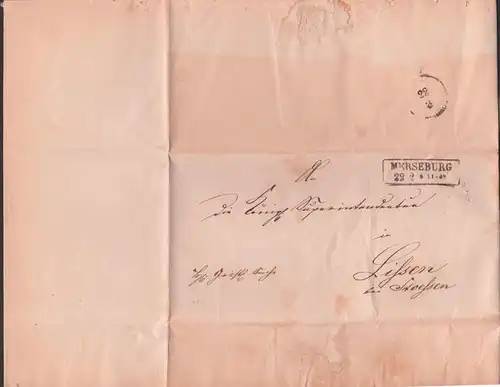 MERSEBURG 1861 Altbief Herrschaftlich Christliche Sache nach Lissen bei Stößen an königl. Superintendatur