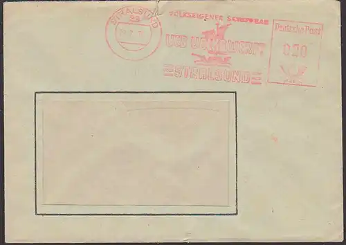 STRALSUND DDR AFS 27.7.71 "Volkseigener Schiffbau VEB Volkswerft" Abb. Segelschiff