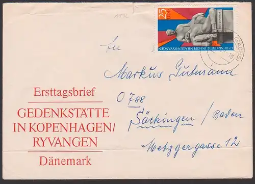 Gedenkstätte Dänemark Kopenhagen Ryvangen  DDR 1512 Auslandsbrief  Meerane