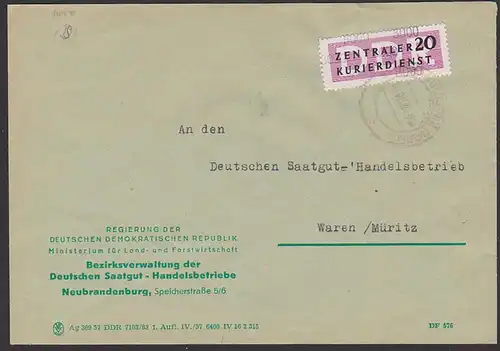 NEUBRANDENBURG DDR ZKD B11(3000) Regierung der DDDR, Ministerium Land- u. Forstwirtschaft