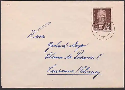 Maxim Gorki russischer Poet 45 Pfg. Auslandsbrief portogenau nach Lausanne Schweiz DDR 354