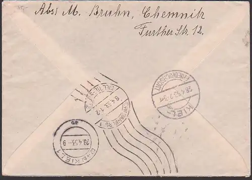 Maxim Gorki russischer Schriftsteller 45 Pfg.Eilboten-Brief, DDR 354(3) nach Kiel 26.4.53