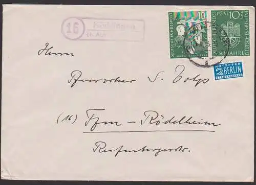 Köddingen üb. Alsfeld Poststellenstempel München Deutsches Museum 10+5 Pfg.  MiNr. 163 mit Jugendherberge