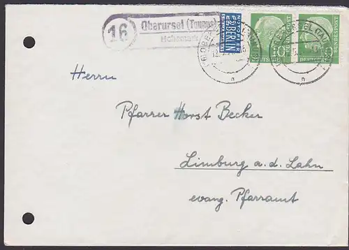 Oberursel (Taunus) Hohenmark Poststellenst. BRD 10 Pfg. Theodor Heuss mit NO, 12.5.54