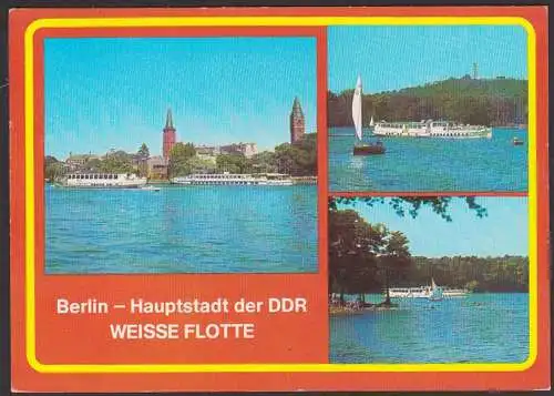 Berlin Weiße Flotte MS Pelikan, Bord-Stempel auf Ak Berlin Hauptstadt der DDR Ausflugsverkehr