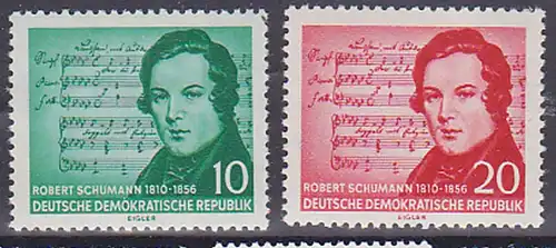 DDR Robert Schumann DDR 528/9 postfrisch 1. Ausgabe mit falschem Notenblatt
