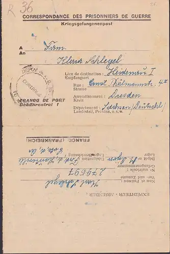 Correspondance des prisonnieres de guerre, Kriefgefangenenpost 1947 DIJON franco de port