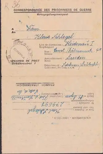 Correspondance des prisonnieres de guerre, Kriefgefangenenpost 1947 DIJON franco de port