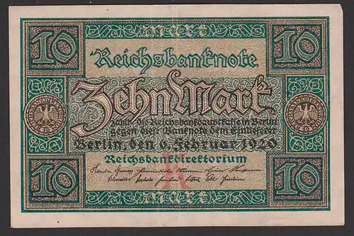 Deutsches Reich, Reichsbanknote 10 Mark vom 6. Februar 1920 Nr. 7858218