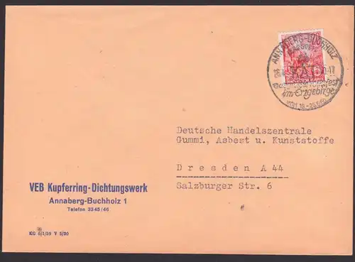 DDR Annaberg-Buchholz Erzgebirge WSt. KÄT Volksfest Kupferring Dichtungswerk 1960
