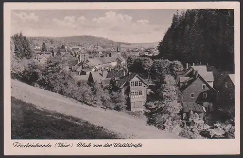 Ak Friedrichroda Blick von der Waldstr., Fernkarte mit 6 Pfg. 5-Jahrplan II Waltershausen Thüringen DDR 407(2)