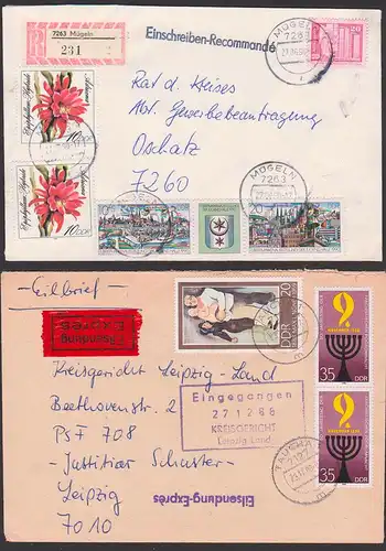 Lot R-Brief, Eil-Bf, Nachnahme Programnacht, Dornröschen Stieglitz, Wappen Frankfurt /Oder, Berlin-Marzahn Postamt